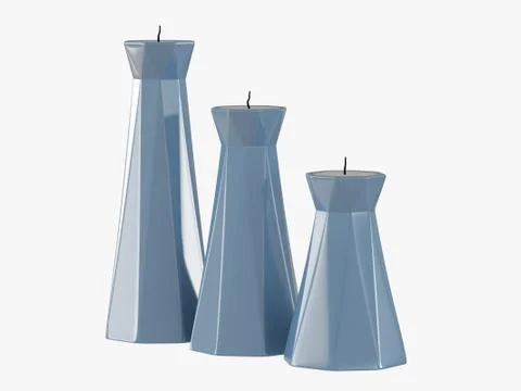 Candlesticks with candles 3d rendering on a white background Stock Illustration