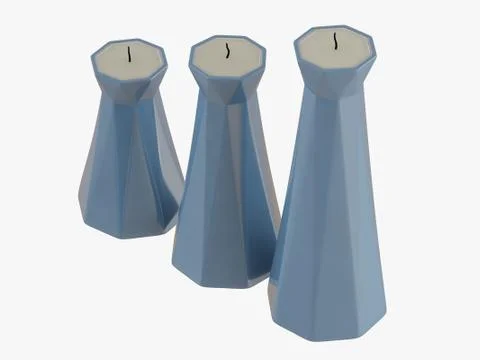 Candlesticks with candles 3d rendering on a white background Stock Illustration