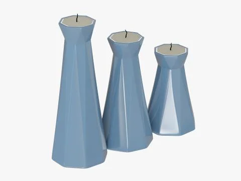 Candlesticks with candles 3d rendering on a white background Stock Illustration
