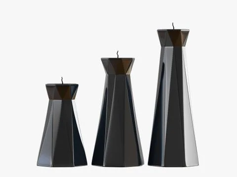 Candlesticks with candles 3d rendering on a white background Stock Illustration