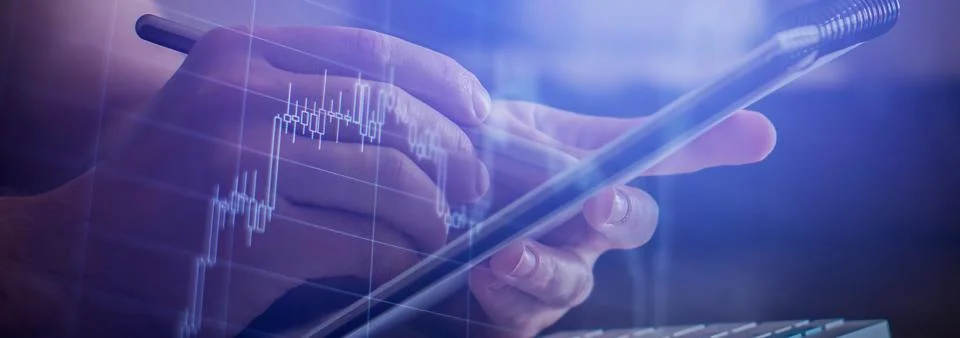 Candlesticks going up indicating crypto rising in value. Graphical representa Stock Illustration