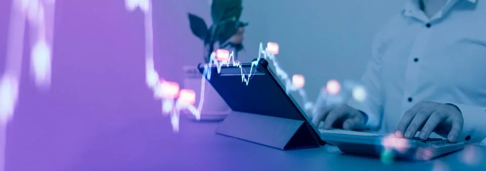 Candlesticks going up indicating crypto rising in value. Graphical representa Stock Illustration