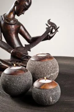 Candlesticks as interior decoration Stock Photos