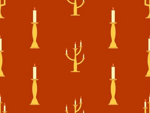 Candlesticks seamless pattern. Candlestick with candles. Candle holder with.. Illustrazione stock