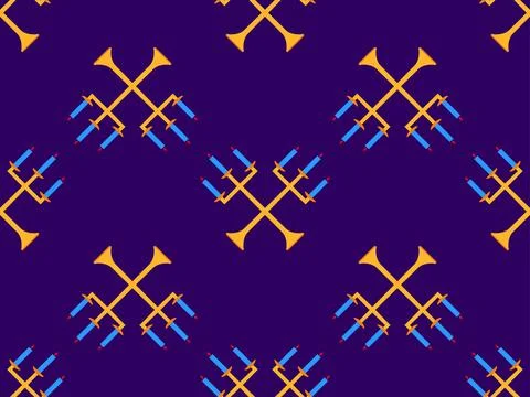 Candlesticks seamless pattern. Candlestick with candles. Candle holder with.. Stock Illustration