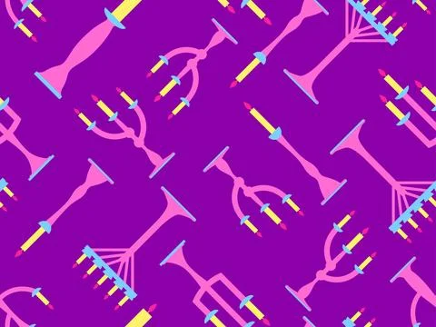 Candlesticks seamless pattern. Candlestick with candles. Candle holder with.. Stock-Illustration