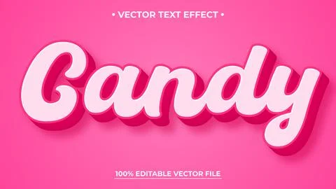 Candy 3d editable text effect Pink text effect mockup template Illustrazione stock