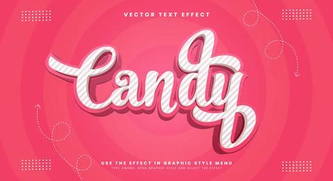 Candy 3d editable text effect template Illustrazione stock