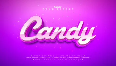 Candy 3D Text Effect Design Editable and Scalable Vector Graphic Style Effect Stock Illustration