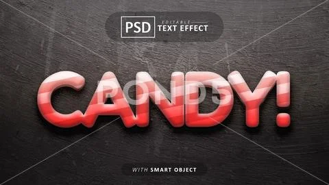 Candy 3d text effect editable PSD Template