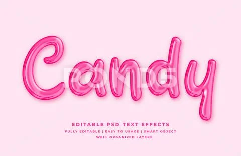 Candy 3d text style effect - PSD Template PSD Template