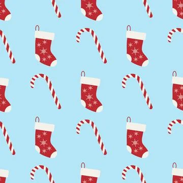Candy and Christmas sock pattern for use in packaging or textiles Stock Illustration