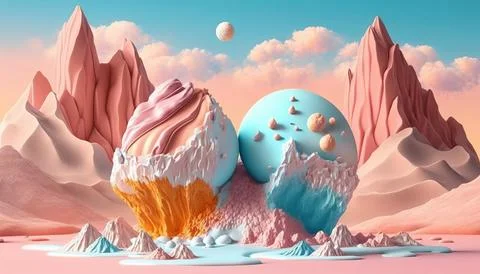 Candy and Ice cream composition. UI UX Background Stock Illustration