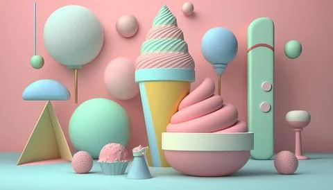 Candy and Ice cream composition. UI UX Background Stock Illustration