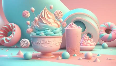 Candy and Ice cream composition. UI UX Background Stock Illustration