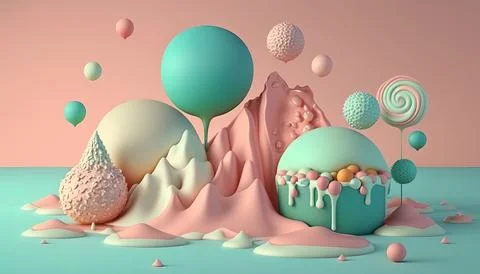Candy and Ice cream composition. UI UX Background Stock Illustration