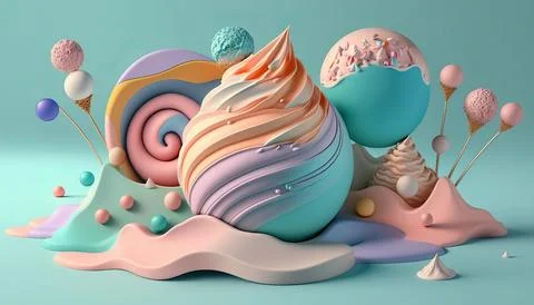 Candy and Ice cream composition. UI UX Background Stock Illustration
