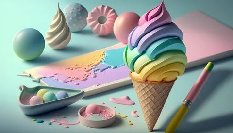 Candy and Ice cream composition. UI UX Background Stock Illustration