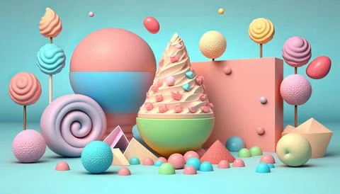 Candy and Ice cream composition. UI UX Background Stock Illustration