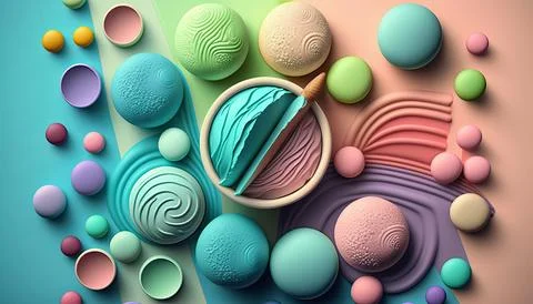 Candy and Ice cream composition. UI UX Background Illustrazione stock