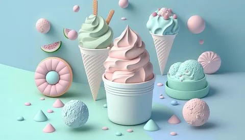 Candy and Ice cream composition. UI UX Background Stock Illustration