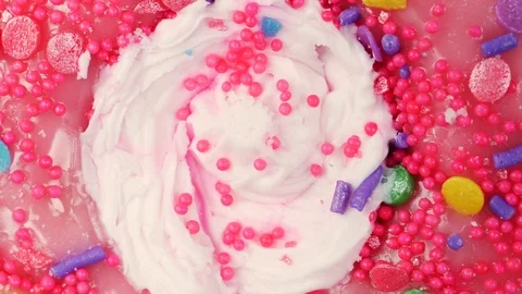 Candy and Icing on top of a Cake Donut Closeup Stock Footage 125003057
