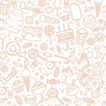 Candy and sweet doodle background in vector Stock Illustration