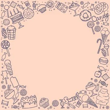 Candy and sweet doodle set, vector illustration Illustrazione stock