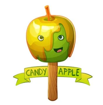 Candy apple character. Cartoon vector illustration Stock Illustration