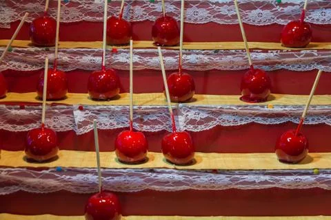 Candy apple with stick Stock Photos