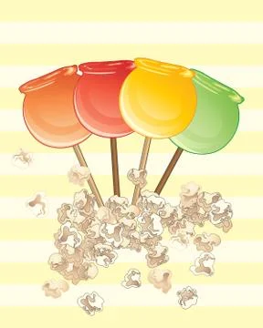Candy apples and popcorn Stock Illustration