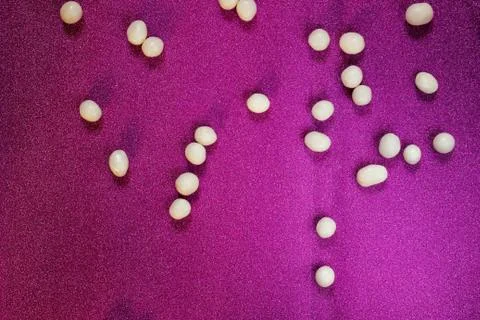 Candy background, white pebbles stone sweet raisins glaze Stock Photos