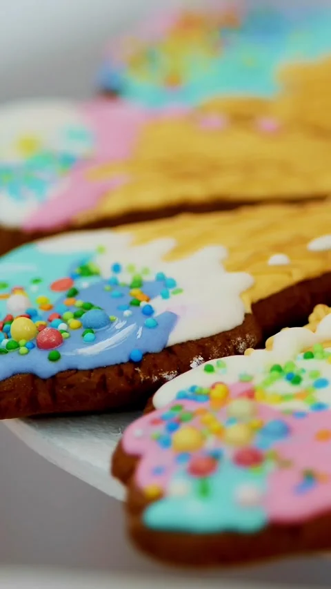 Candy bar on children's birthday. close-up, multi-colored lollipops, sweets, Stock Footage 317849930