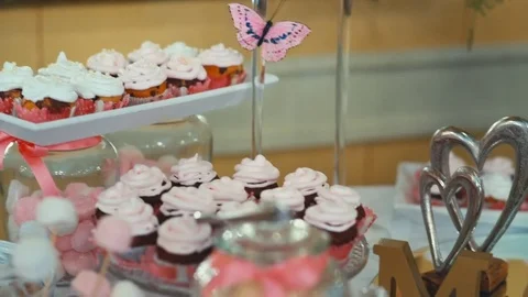 Candy bar design of the restaurant Stock Footage 74891796