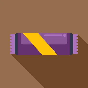 Candy bar icon with purple wrapper and yellow stripe Stock Illustration