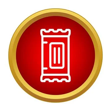 Candy bar icon on red circle with gold border Stock Illustration