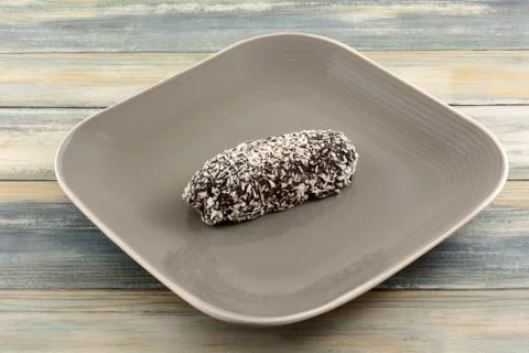Candy bar made in shape of potato Stock Photos