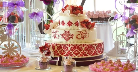 Candy bar on table for celebrate. Stock Footage 65547460