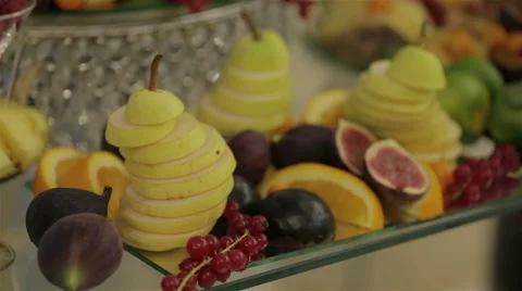 Candy Bar with various sliced fruit Stock-Footage 61491529