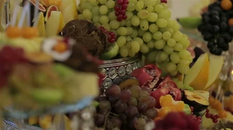 Candy Bar with various sliced fruit Stock Footage 61491982