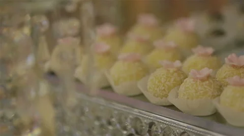 Candy Bar with various sweets and decorations Stock Footage 61490928