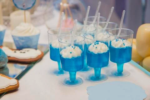 Candy bar on wedding ceremony with different candies Stock Photos