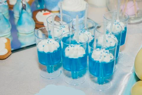 Candy bar on wedding ceremony with different candies Stock Photos