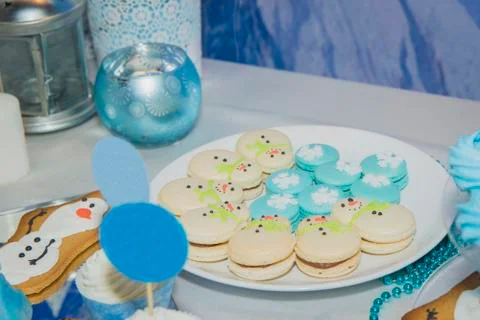 Candy bar on wedding ceremony with different candies Stock Photos