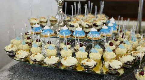 Candy bar at wedding reception Stock Photos