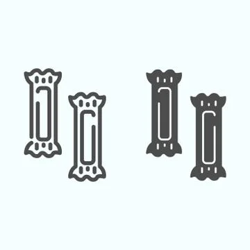 Candy bars line and solid icon. Two small snacks vector illustration isolated on Stock Illustration
