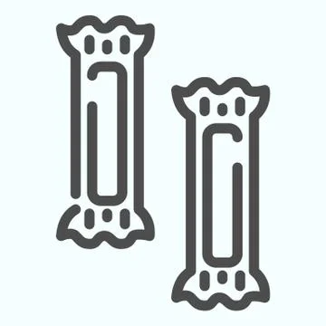 Candy bars line icon. Two small snacks vector illustration isolated on white Stock Illustration