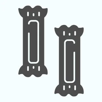 Candy bars solid icon. Two small snacks vector illustration isolated on white Stock Illustration