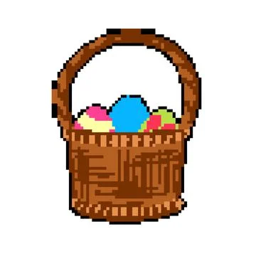 Candy basket easter pixel art vector illustration Illustrazione stock