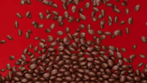 Candy beans or peanuts dynamic motion footage. Brown colored sugar Stock Footage 155593415